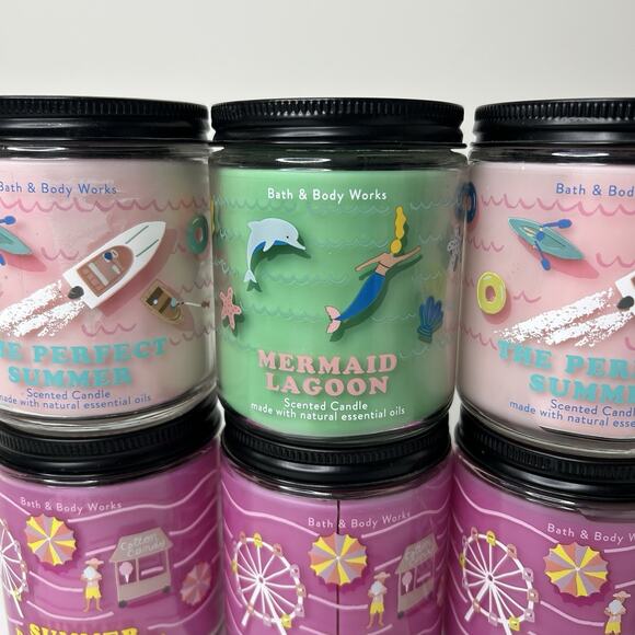 Bath & Body Works Summer Boardwalk The Perfect Summer Mermaid Candles Set of 6 - Picture 4 of 8